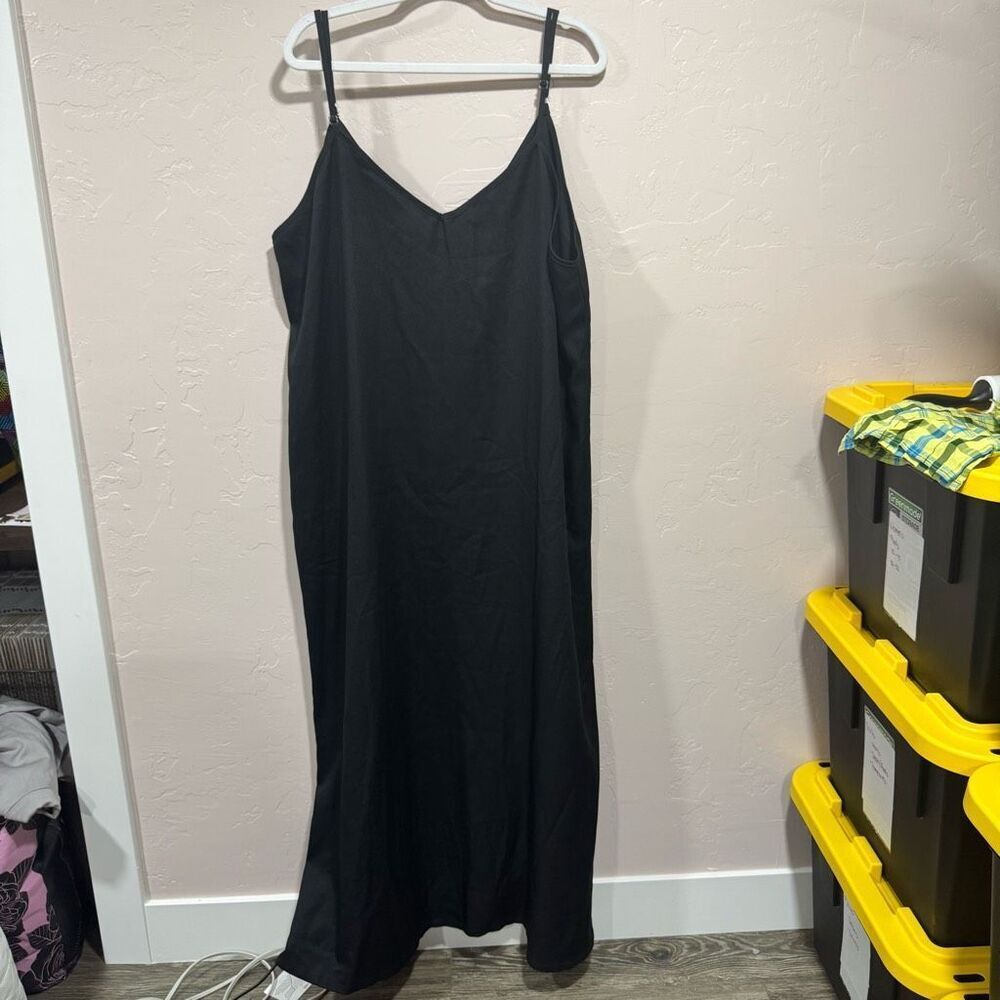 Black Boohoo Plus Strappy Cami Maxi Dress